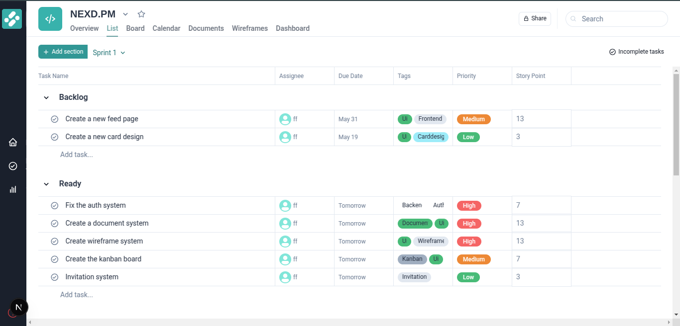 Project Management Dashboard
